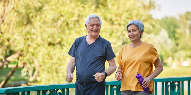 Elder man and woman enjoying a walk in Clearwater Parks.