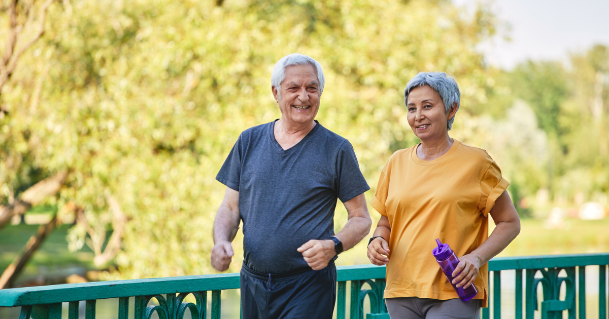 Elder man and woman enjoying a walk in Clearwater Parks.